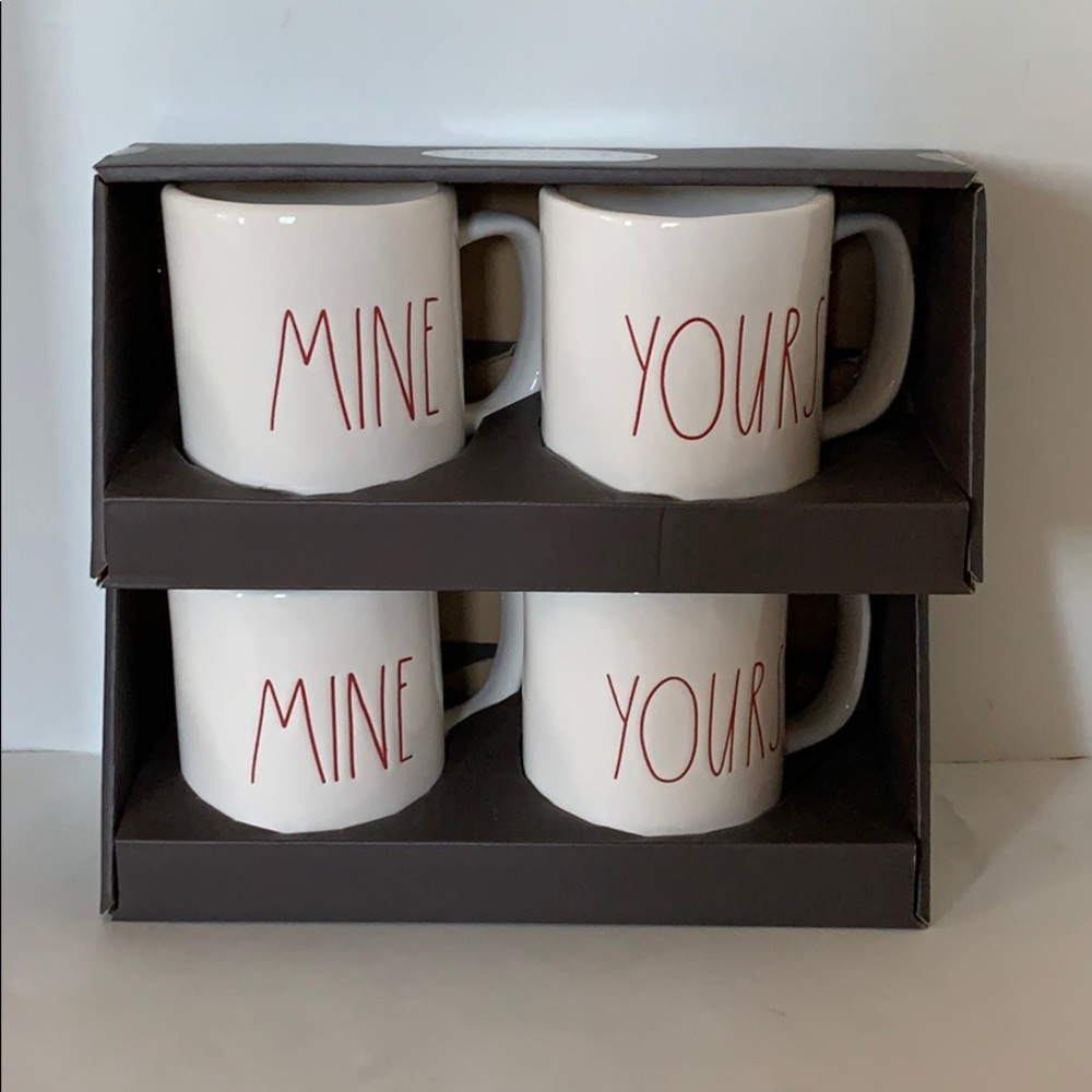 NIB Rae Dunn “MINE” & “YOURS” 2pc Mug Set